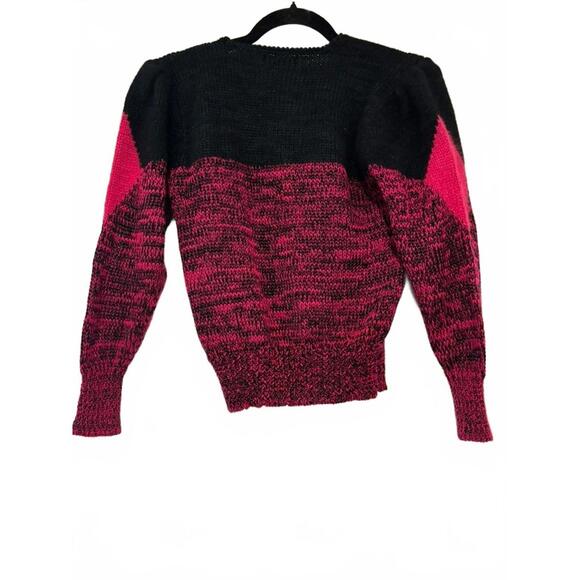Vintage Ginennne angora/lambswool blend pink and black sweater sz S #1657 - Picture 2 of 2